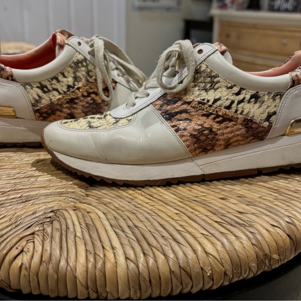 Michael Kors Cream and Brown Fashion Sneakers